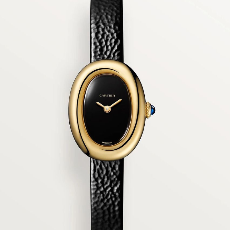 Cartier femmes oval cuir tableau noir boite simple